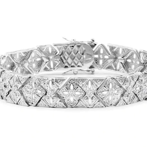 Elegant Silver plated raw/rough diamond Bracelet - Picture 5 of 15